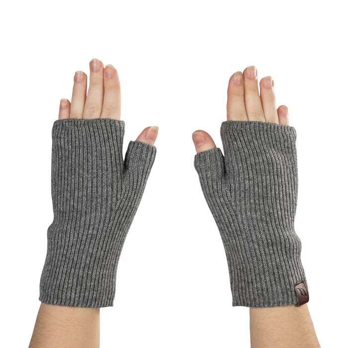 Ash Knitted Fingerless Gloves (Grey)
