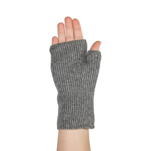 Ash Knitted Fingerless Gloves (Grey)